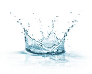 water splash on white background with reflection